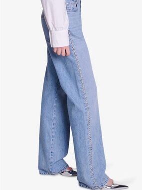 Maje Wide Leg Studded Denim Jeans